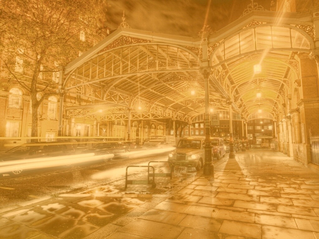 Город под фонарями обои