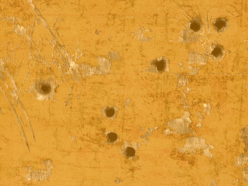 Пулевые отверстия в желтом листе обои