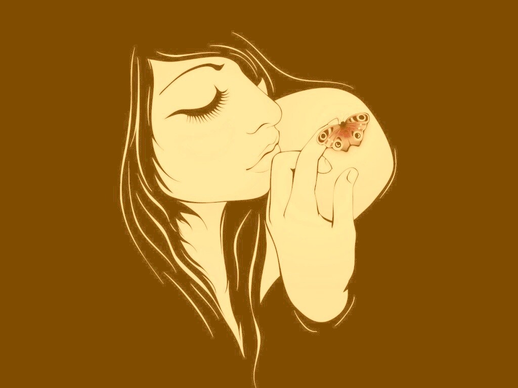 Бабочка на плече обои