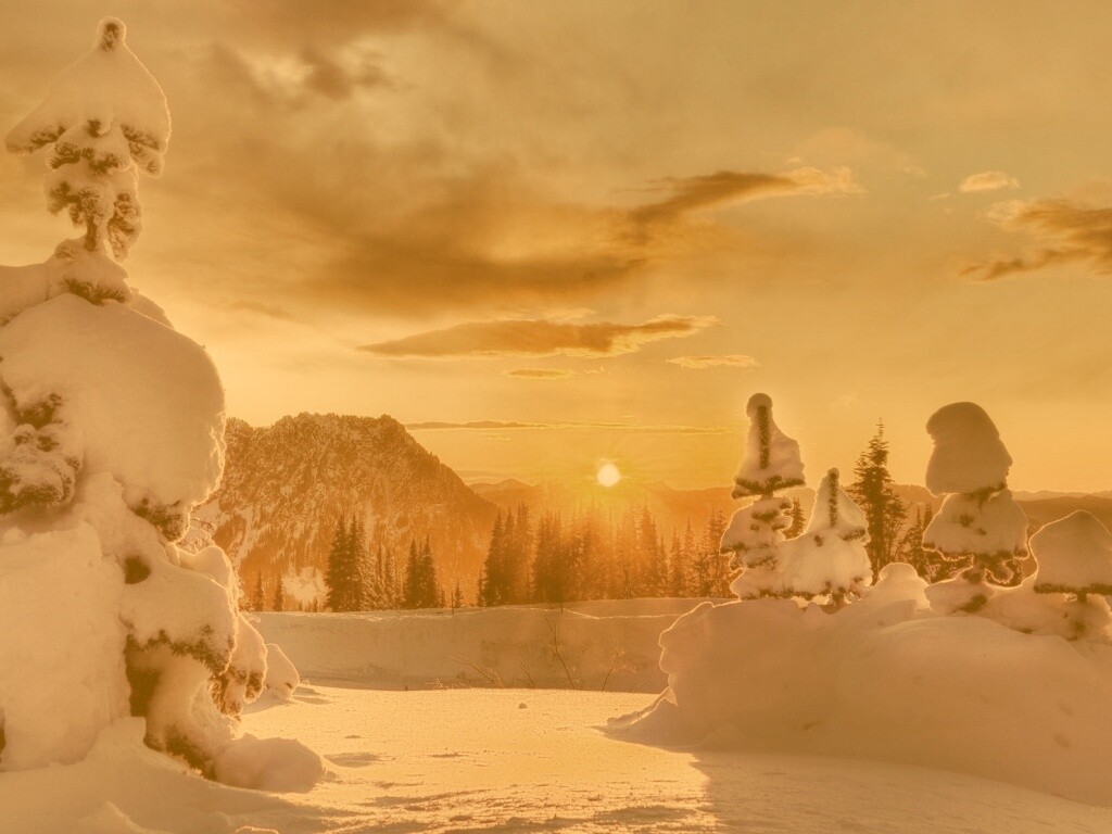 Зимнее солнце обои