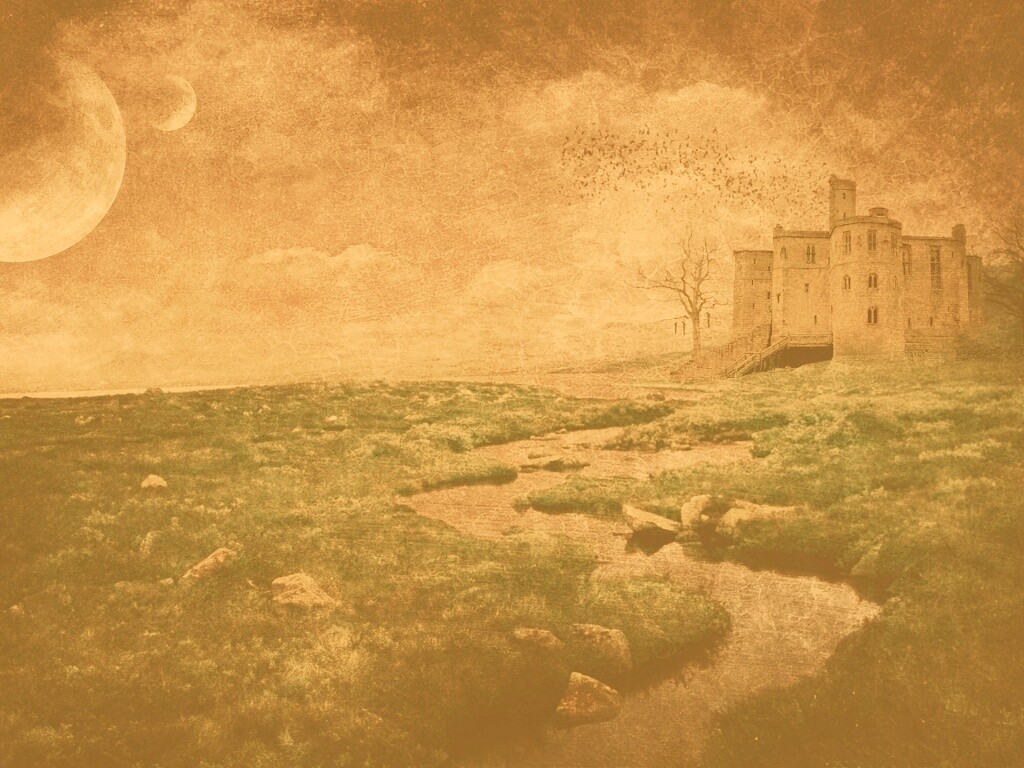 Старинный пейзаж с замком обои