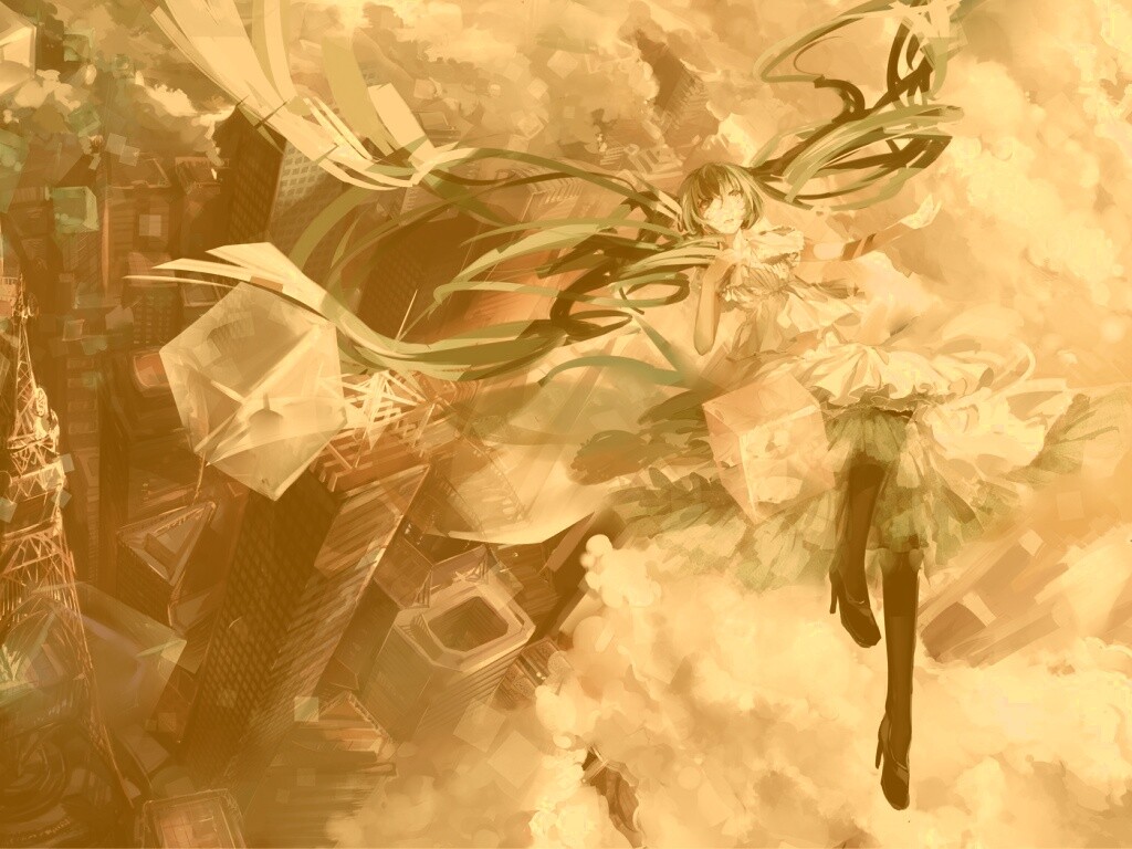 Hatsune Miku в небе обои