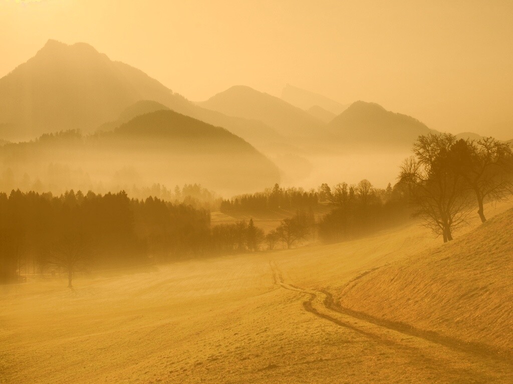 Дорога в туманную долину обои