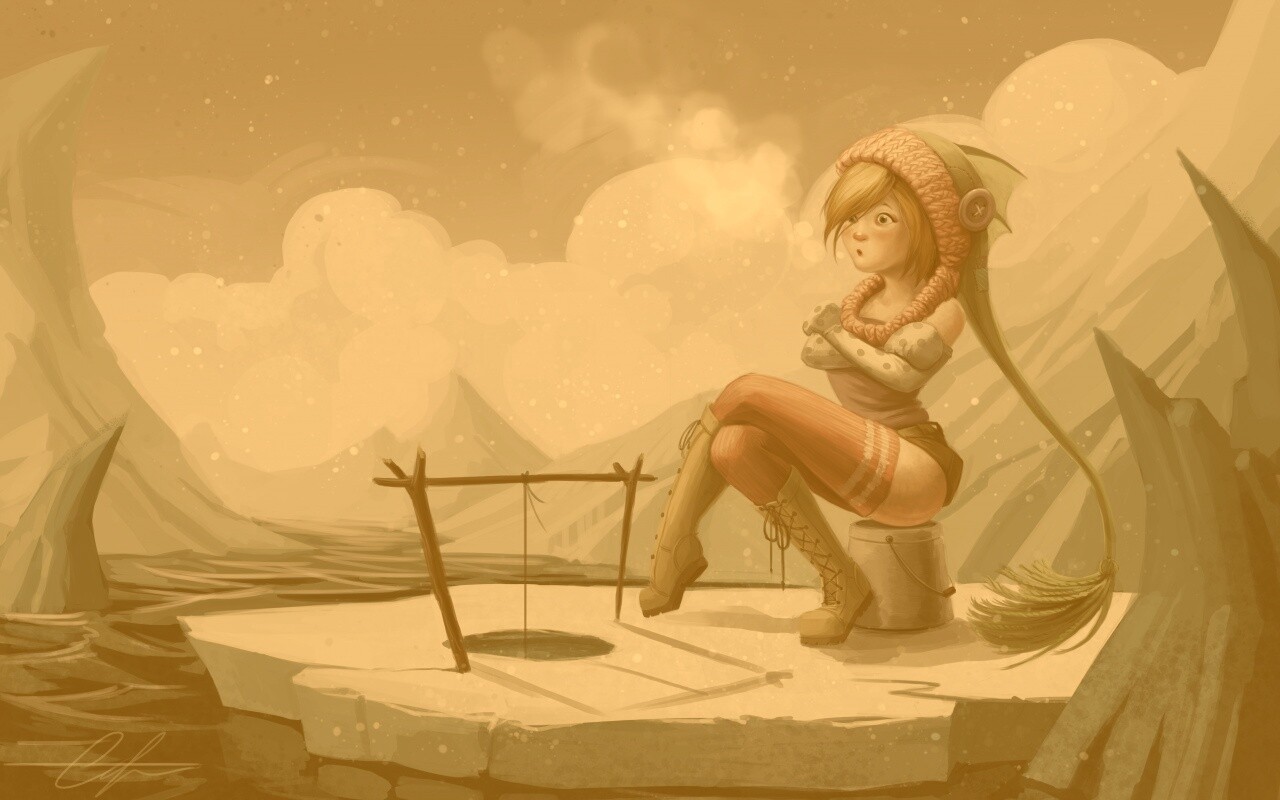 Тяготы зимней рыбалки обои