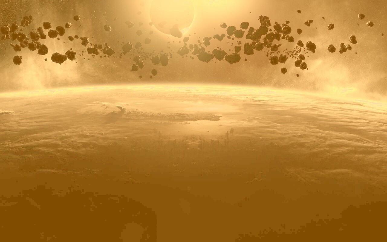 Пояс астероидов над планетой обои