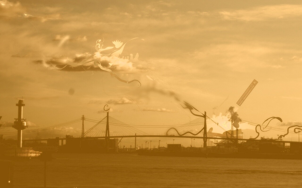 Абстракиця над мостом обои