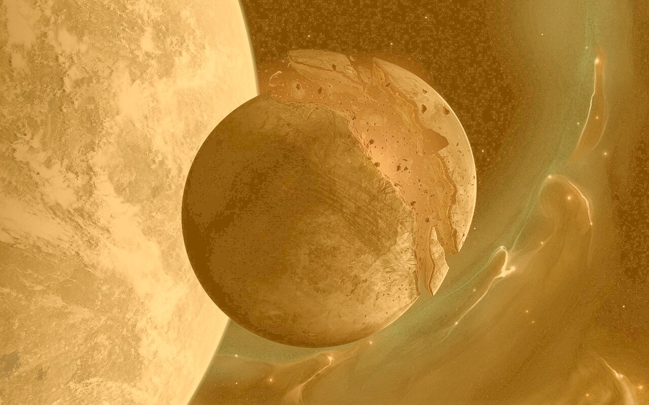 Спутник раскалывается пополам обои