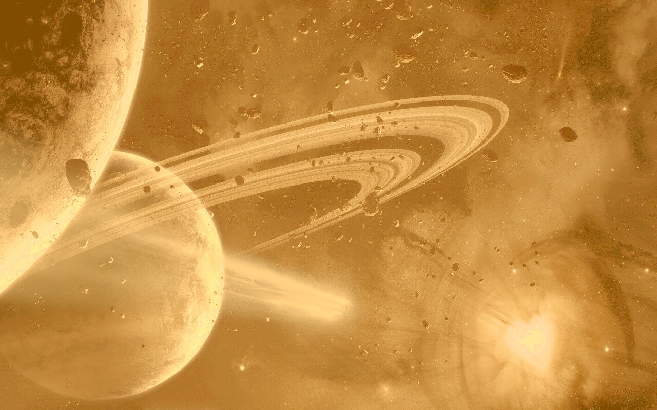 Голубой метеорит и туманность в виде сердца обои