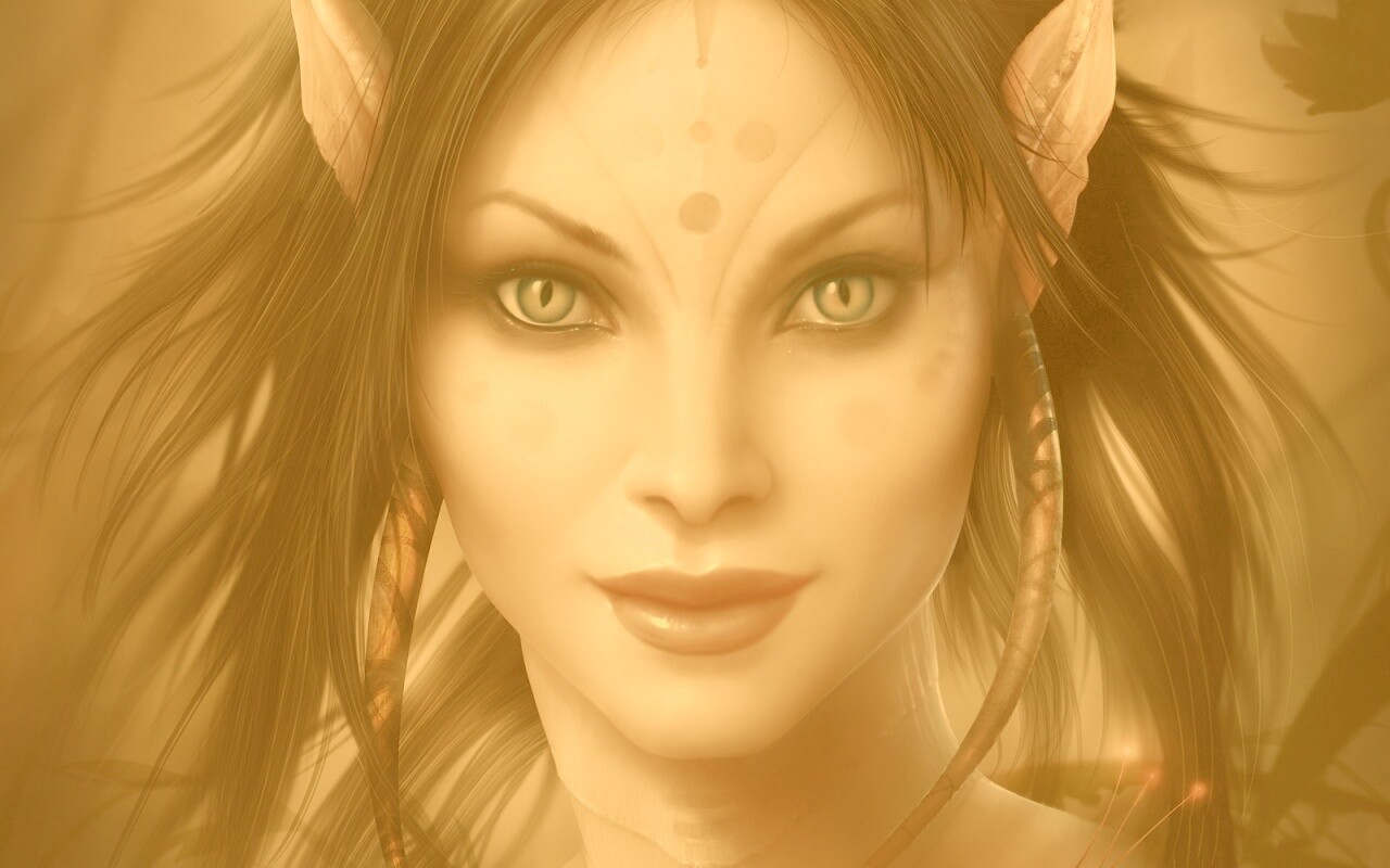 Эльфийка с кошачьими глазами обои