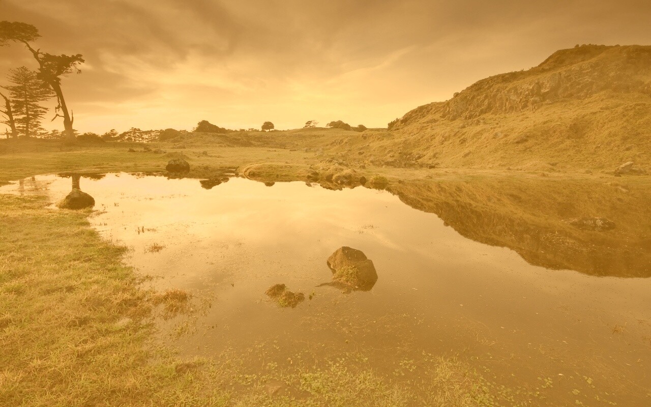 Затопленная долина в Новой Зеландии обои