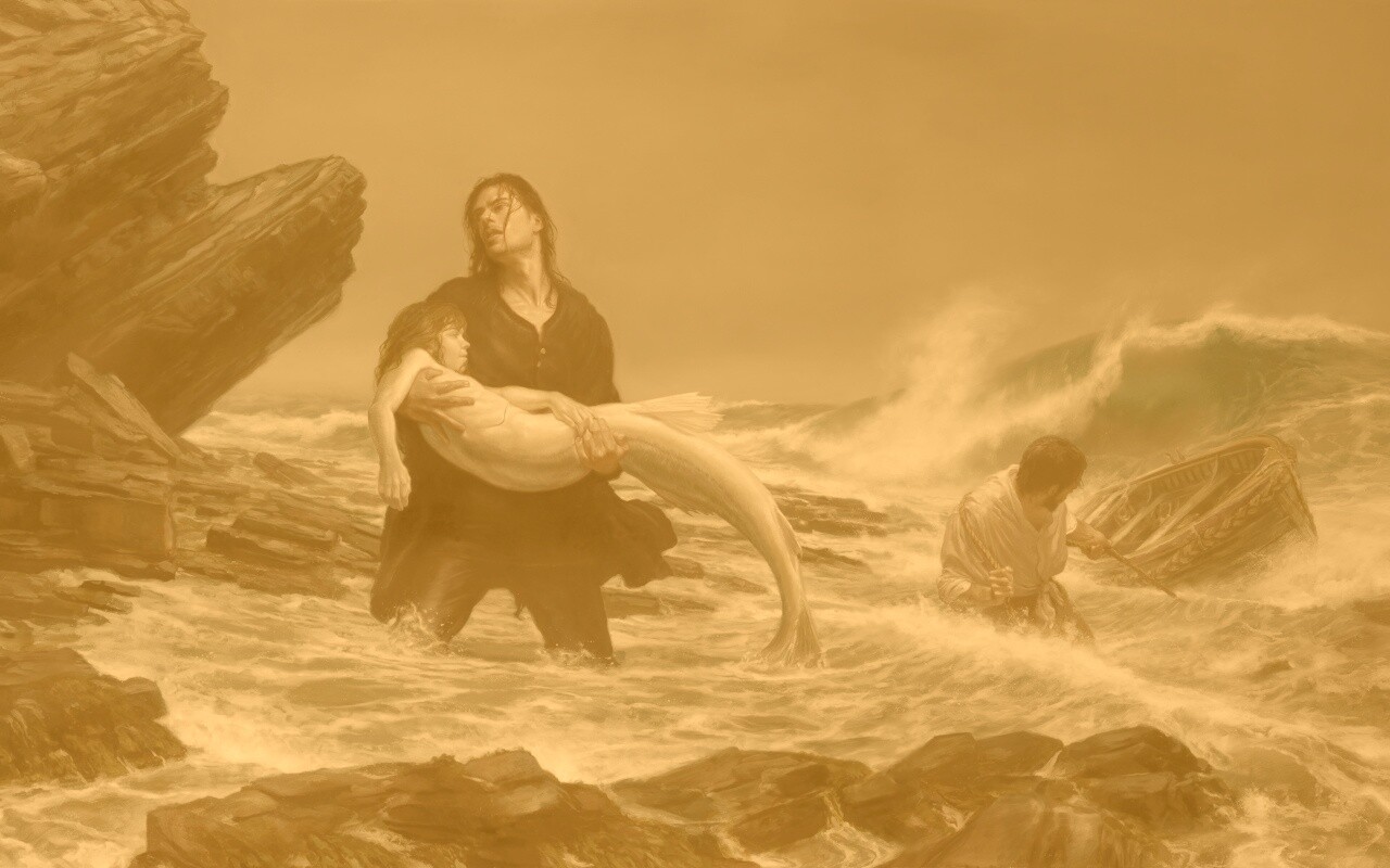 Рыбаки спасают русалку обои