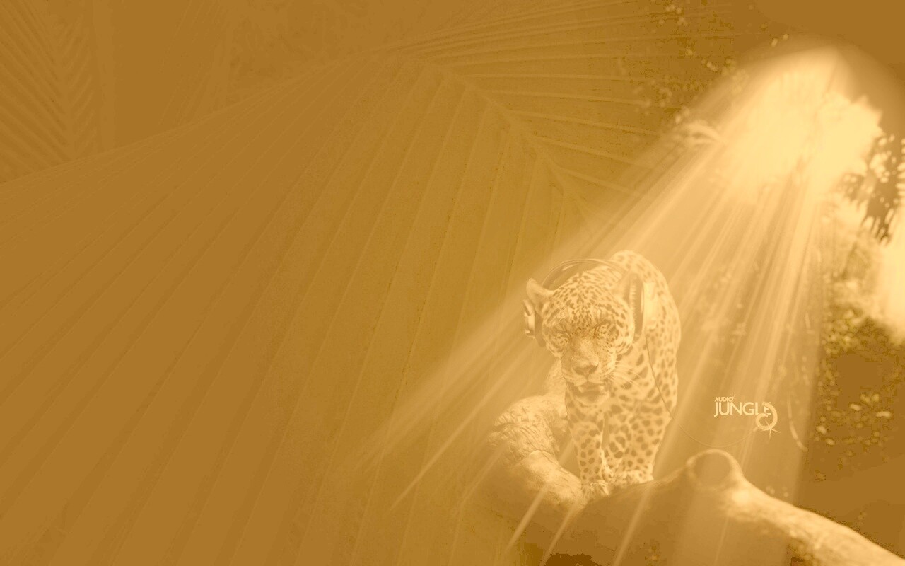 Ягуар в наушниках обои