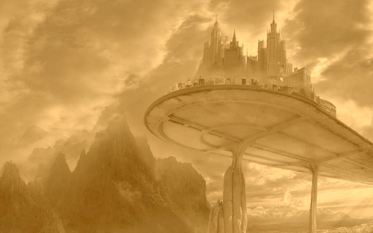 Город на вершине скал обои