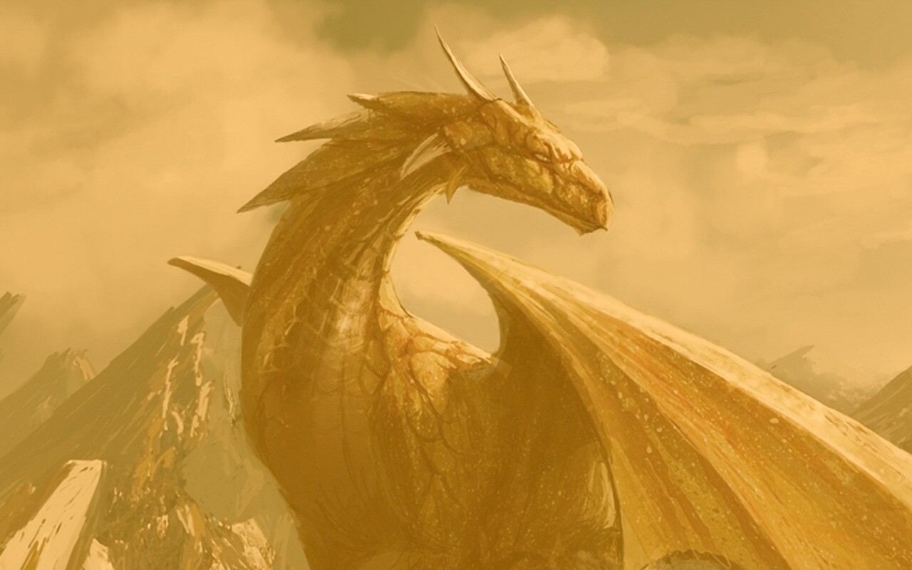 Дракон на вершине скалы обои