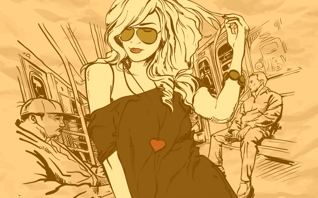 Стильная девушка в метро обои