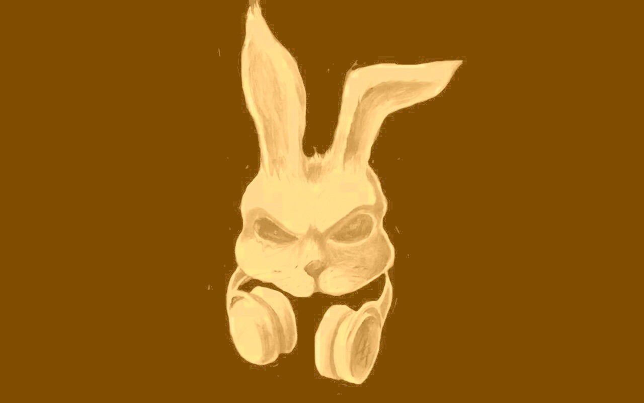 Кролик в наушниках обои