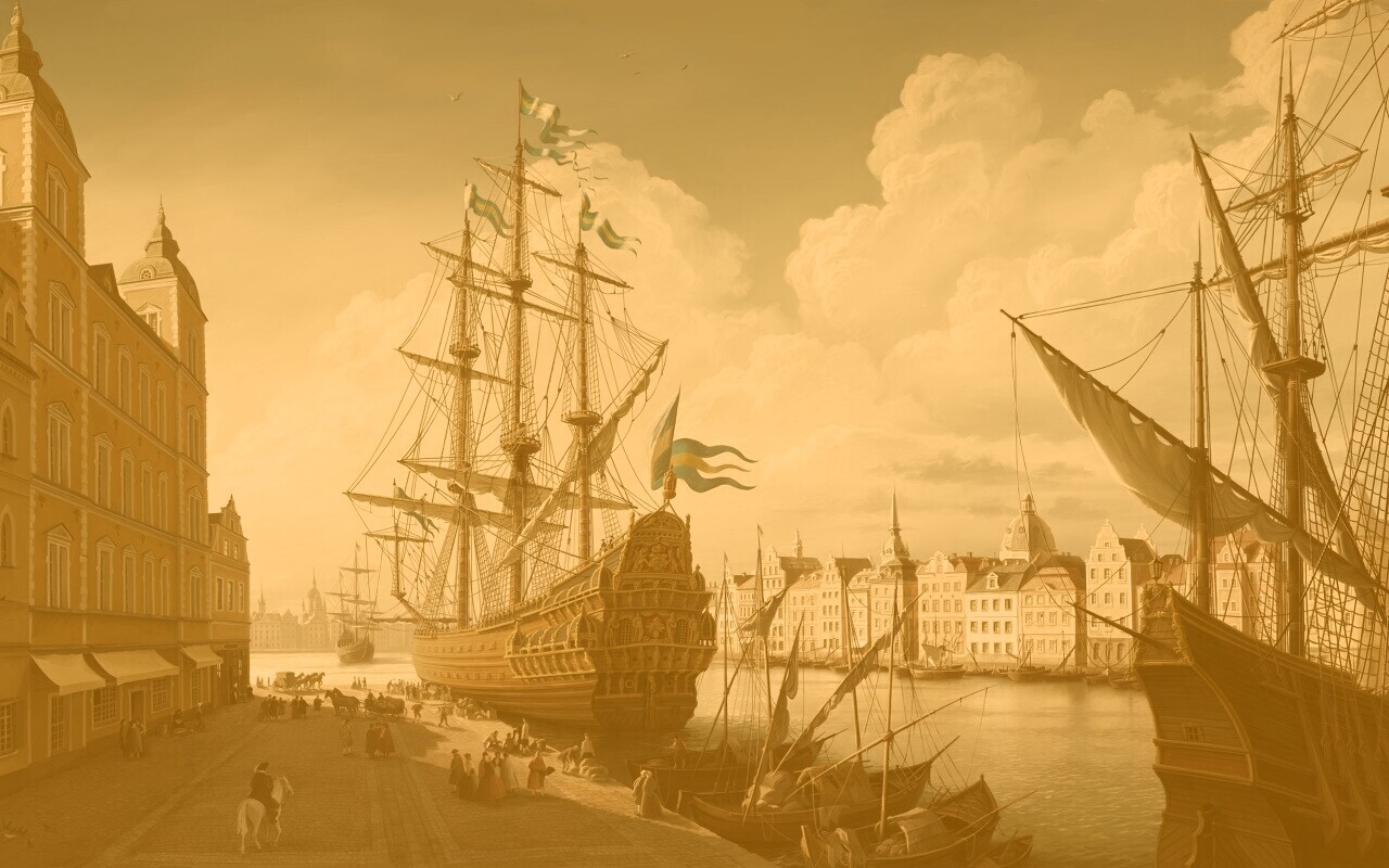 Парусник на набережной обои