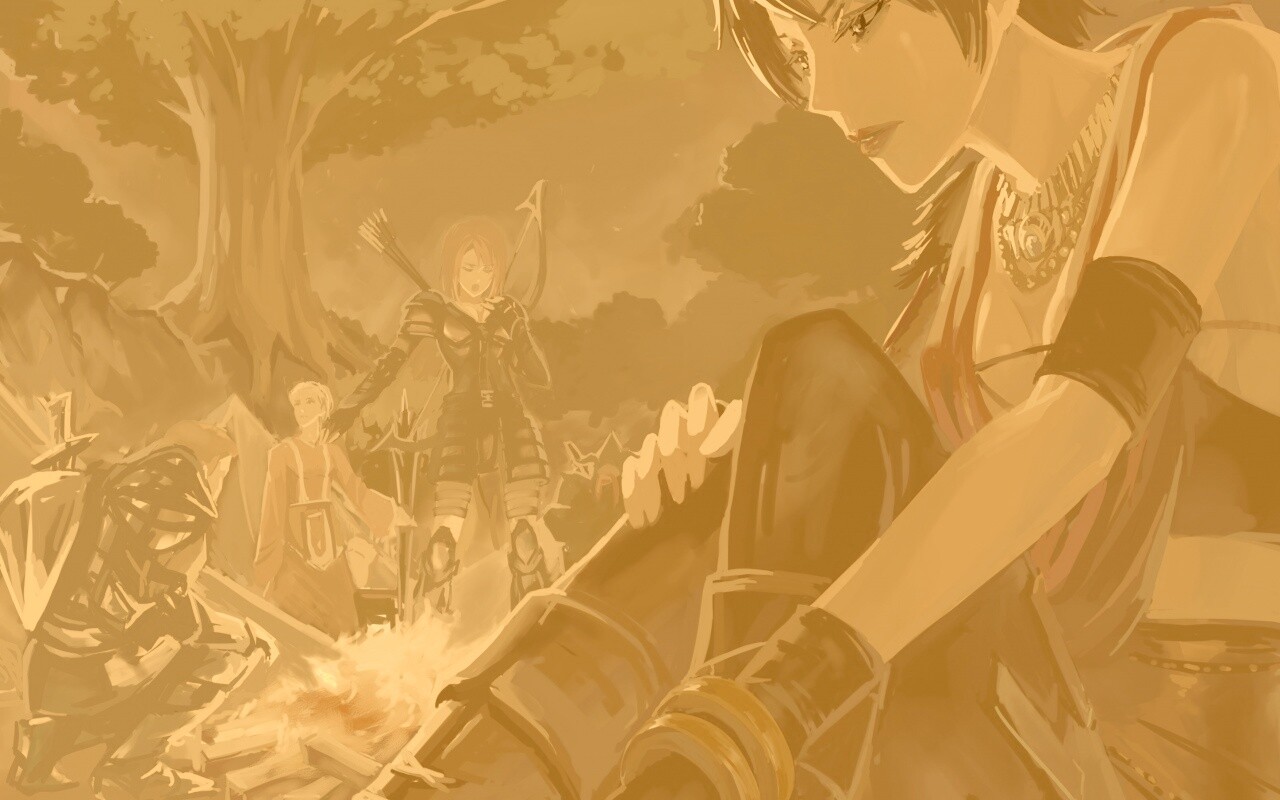 Рисунок Морриган в лагере обои