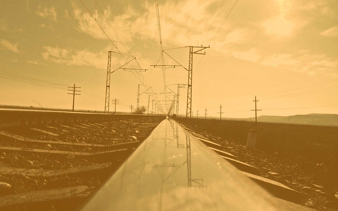 Отражение в рельсе обои