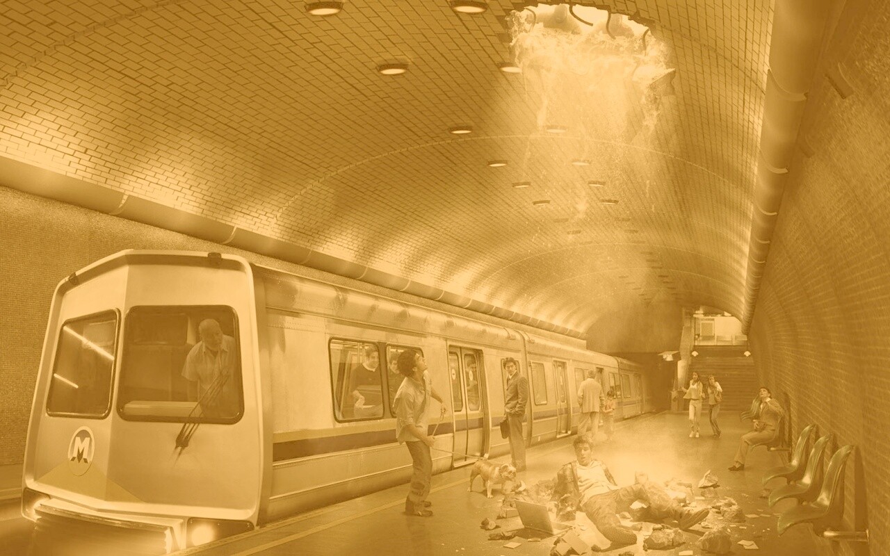 Провалившийся в метро обои