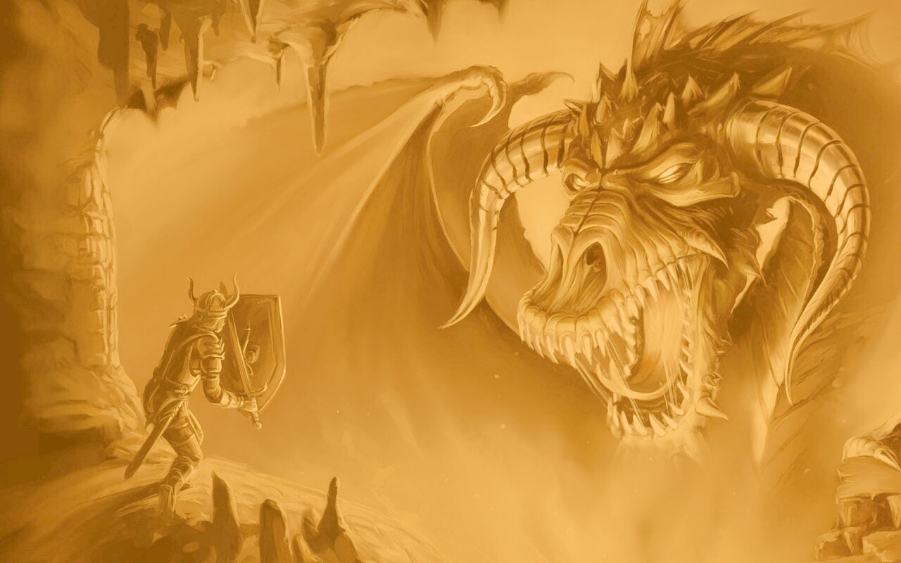 Рыцарь против дракона обои