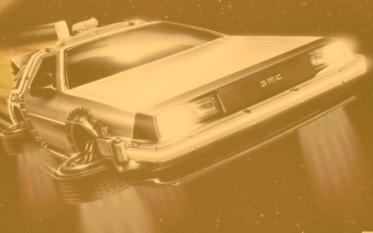 Летающий Делореан обои