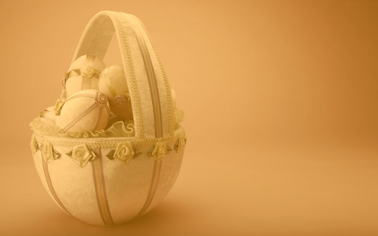 Пасхальная корзина с яйцами обои