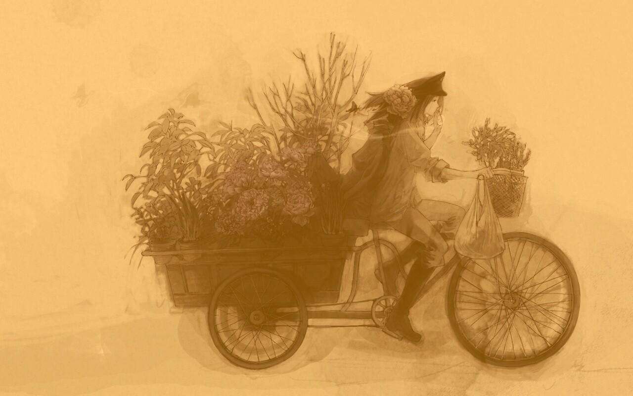 Развозчик цветов в пастельных тонах обои