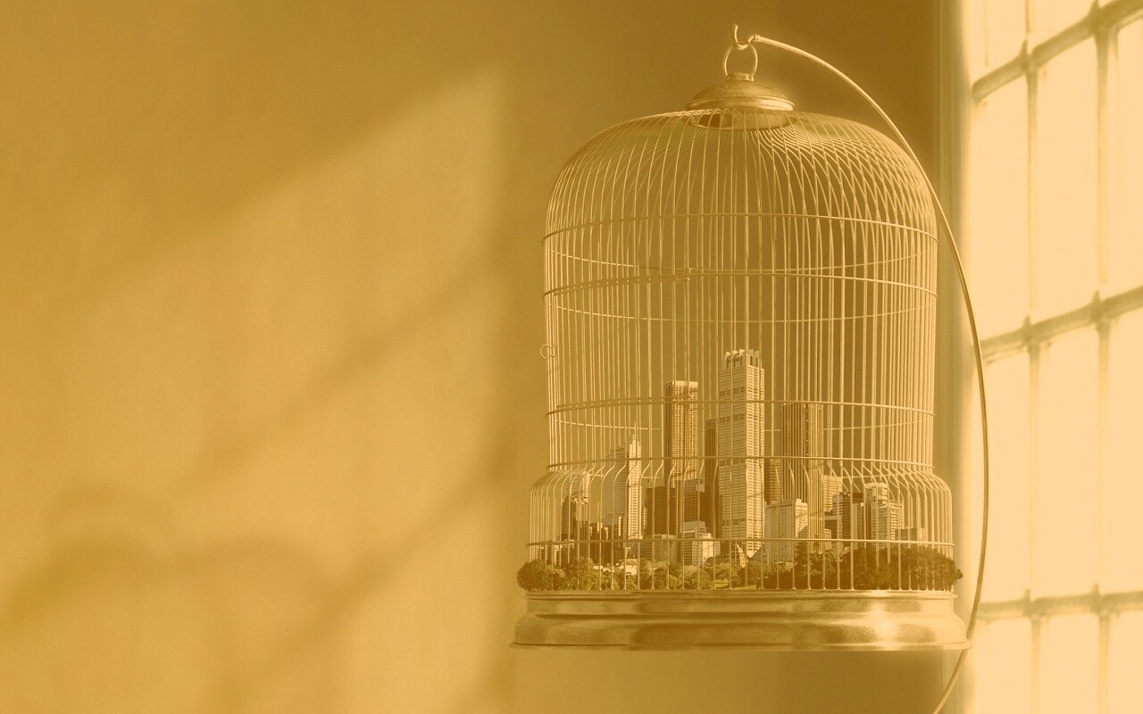 Город в клетке обои