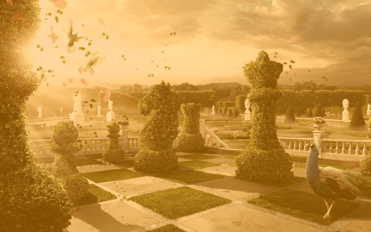 Шахматный сад обои