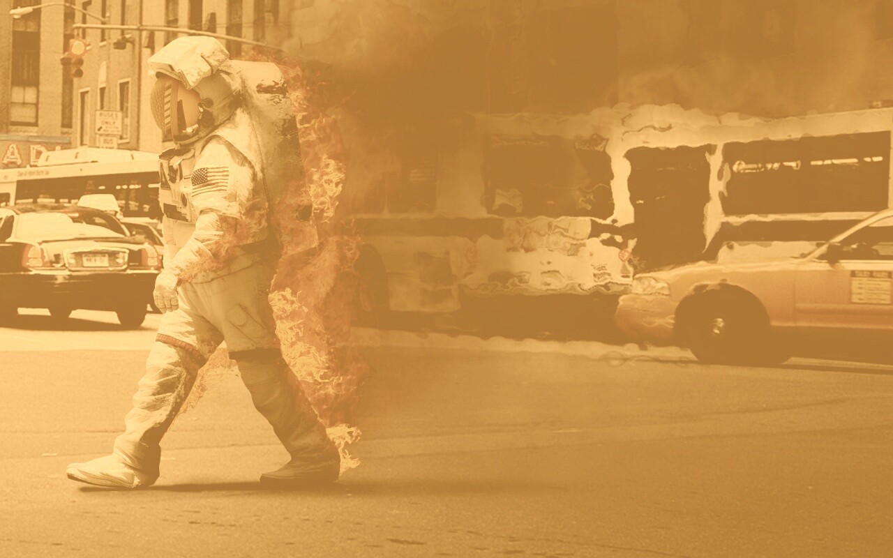 Астронавт в огне обои