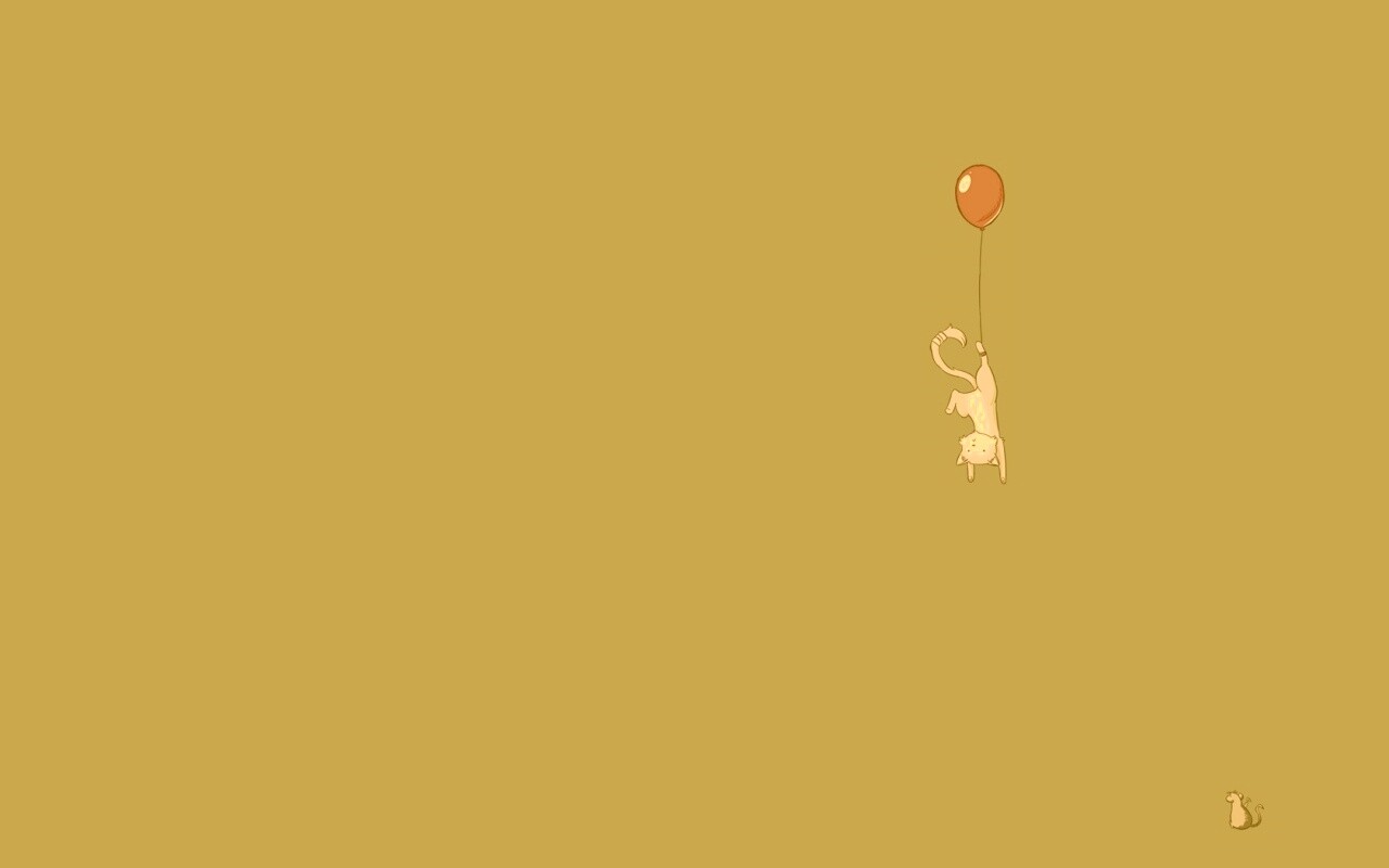 Котэ улетает на шаре обои