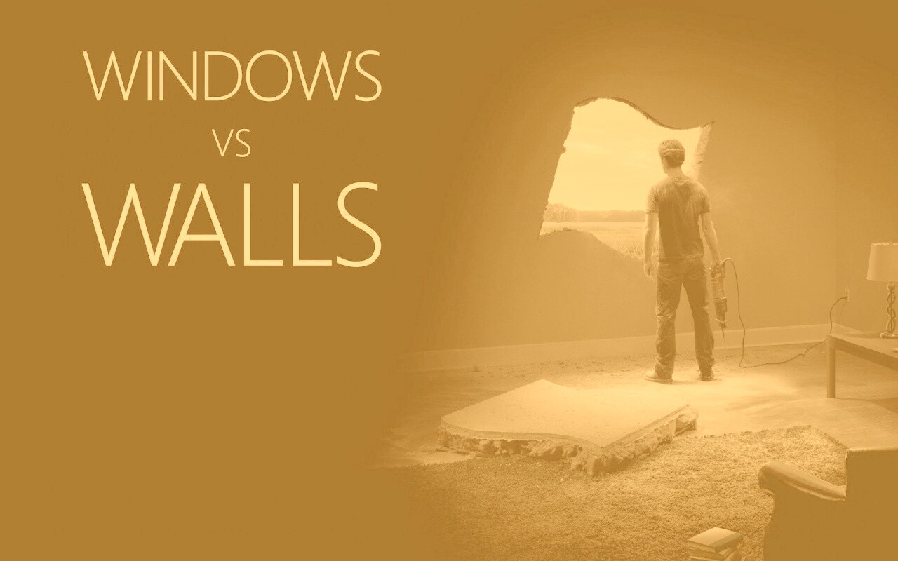 Windows против стен обои
