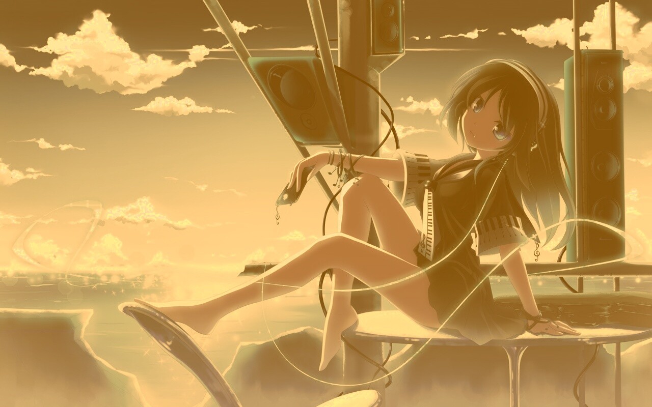 Девочка с плеером обои