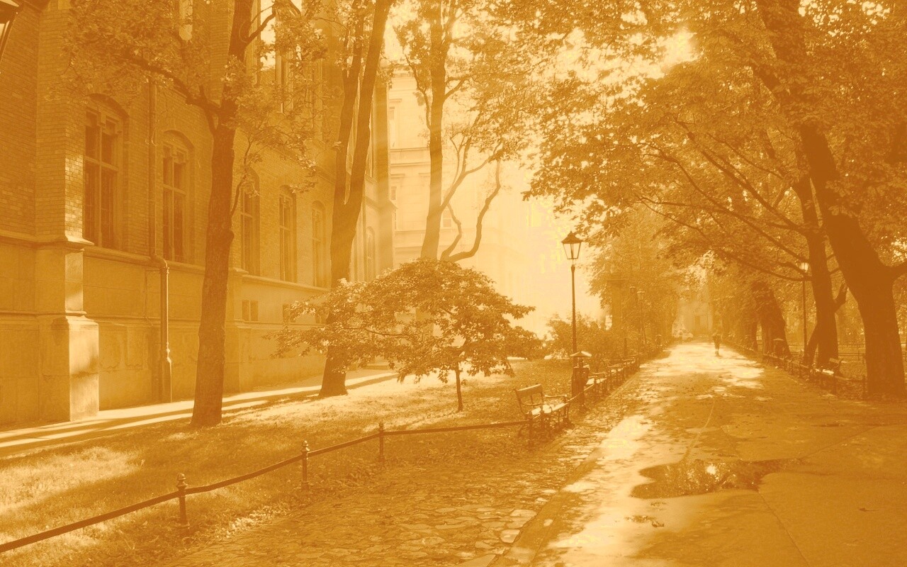 Аллея у здания обои