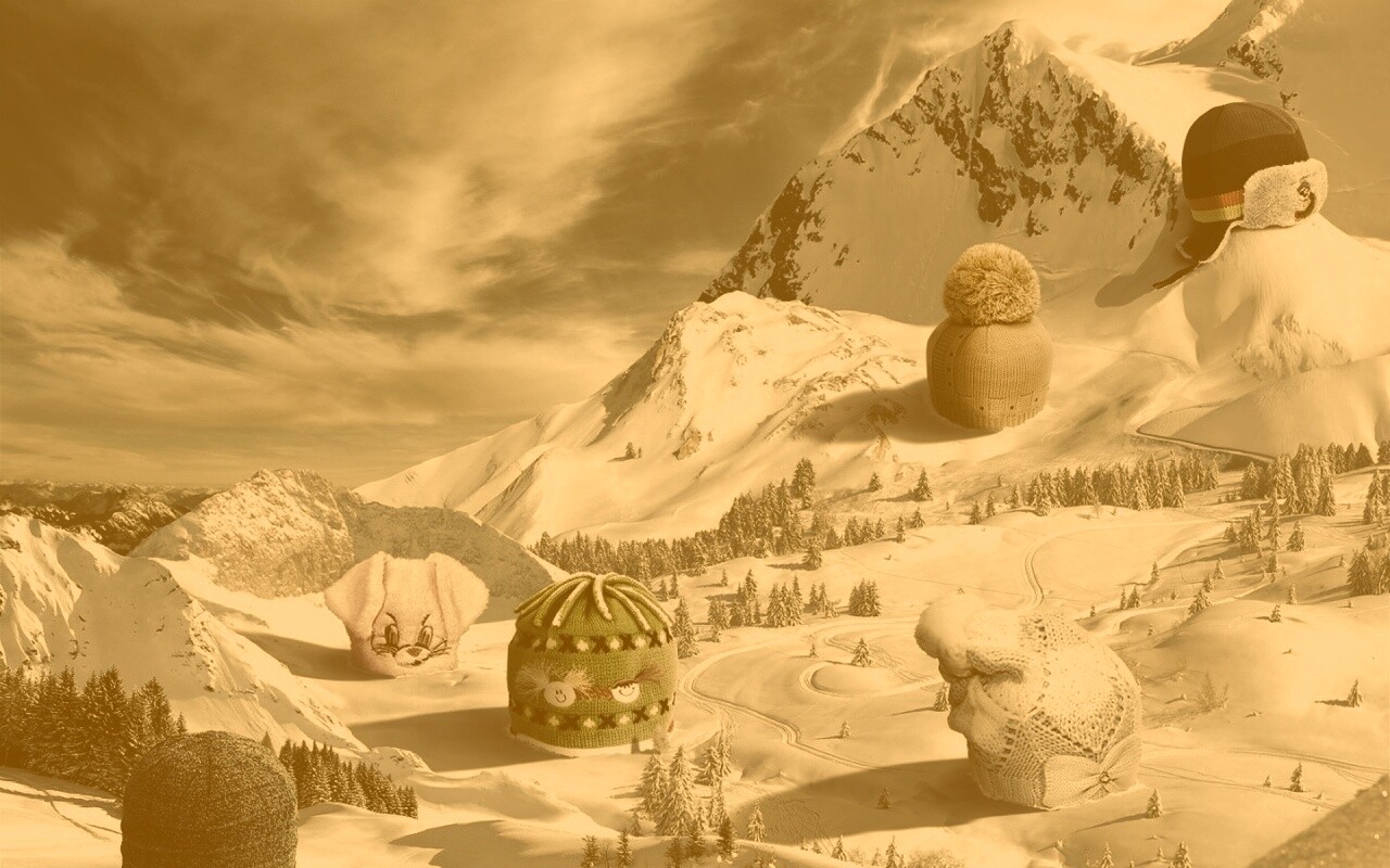 Прикольные шапки на горных вершинах обои