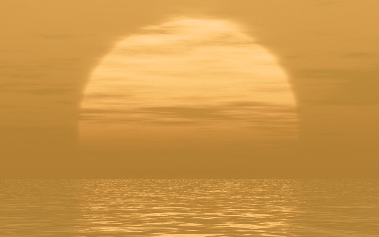 Закат над морской гладью обои