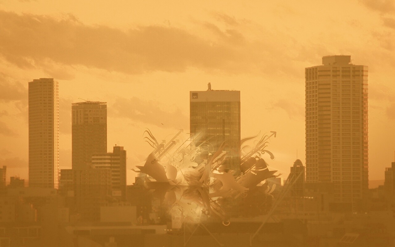 3D абстракция прямо в городе обои