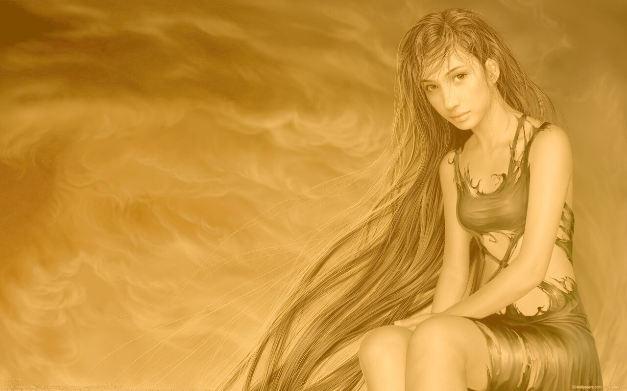 Девушка с длинными волосами обои