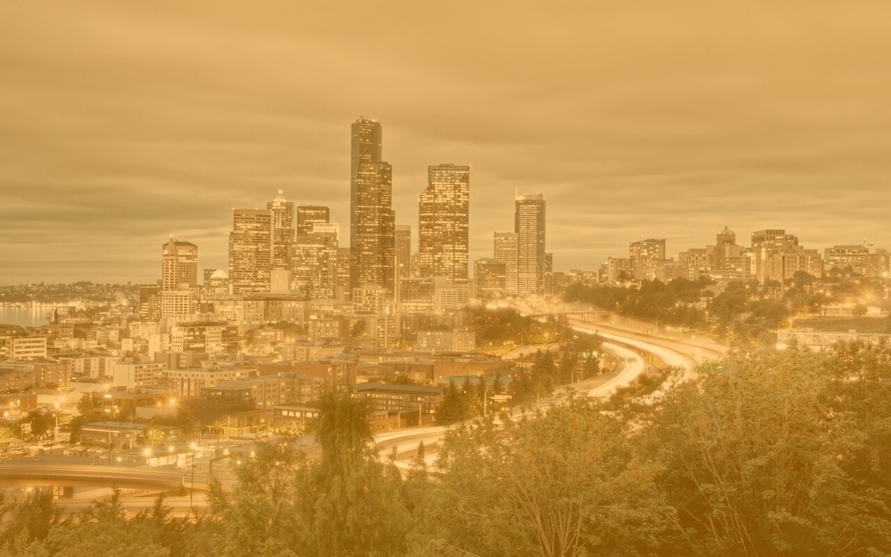 Город вдали обои