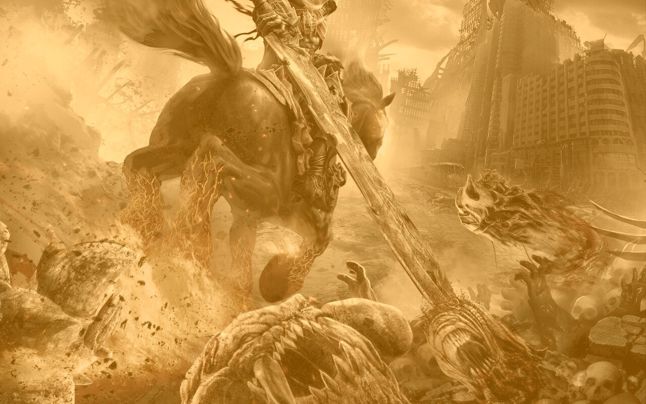 Темный рыцарь на демоническом коне обои