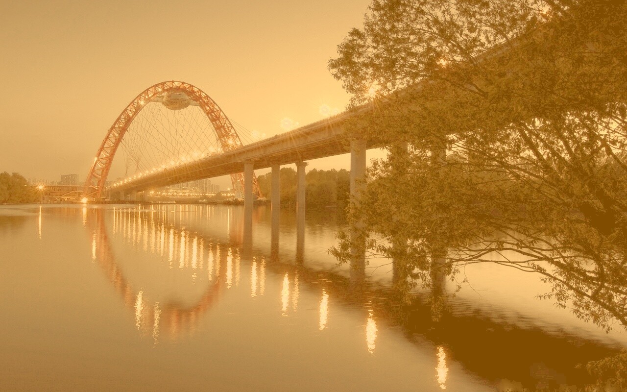 Мост в сумерках обои