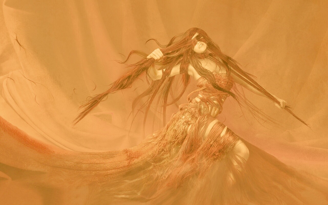 Девушка в красной мантии обои