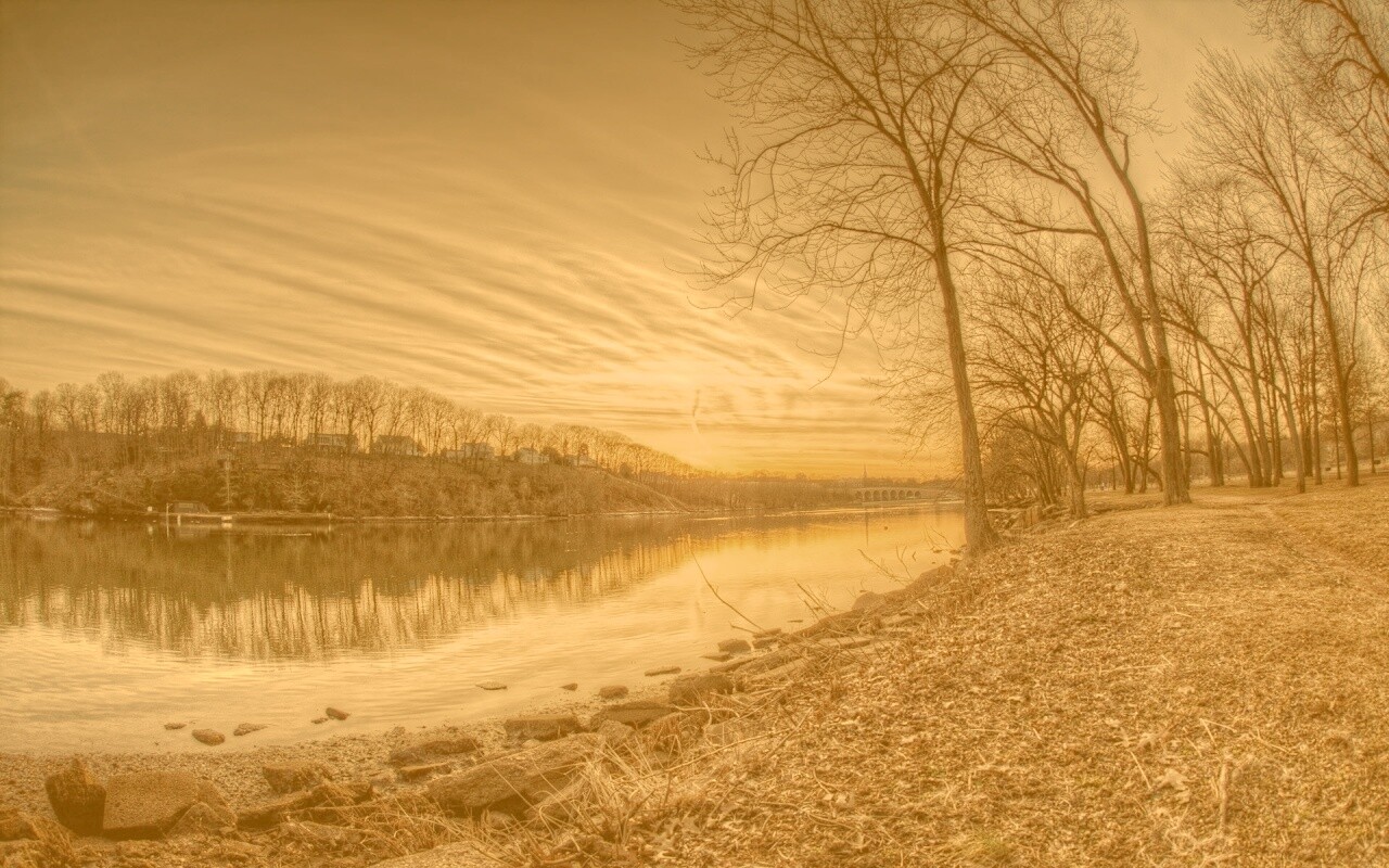 Осенний закат обои