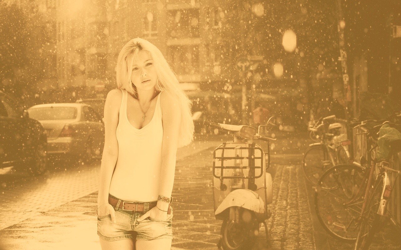 Девушка и плохая погода обои