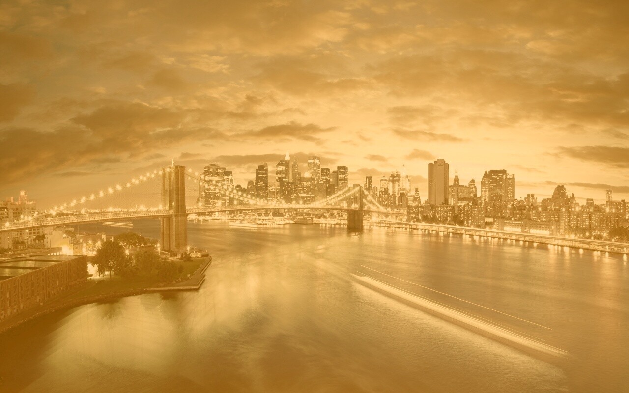 Мост в Нью-Йорке ночью обои