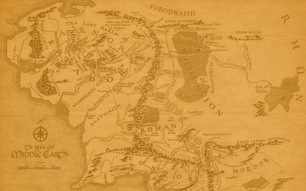 Карта Средиземья обои
