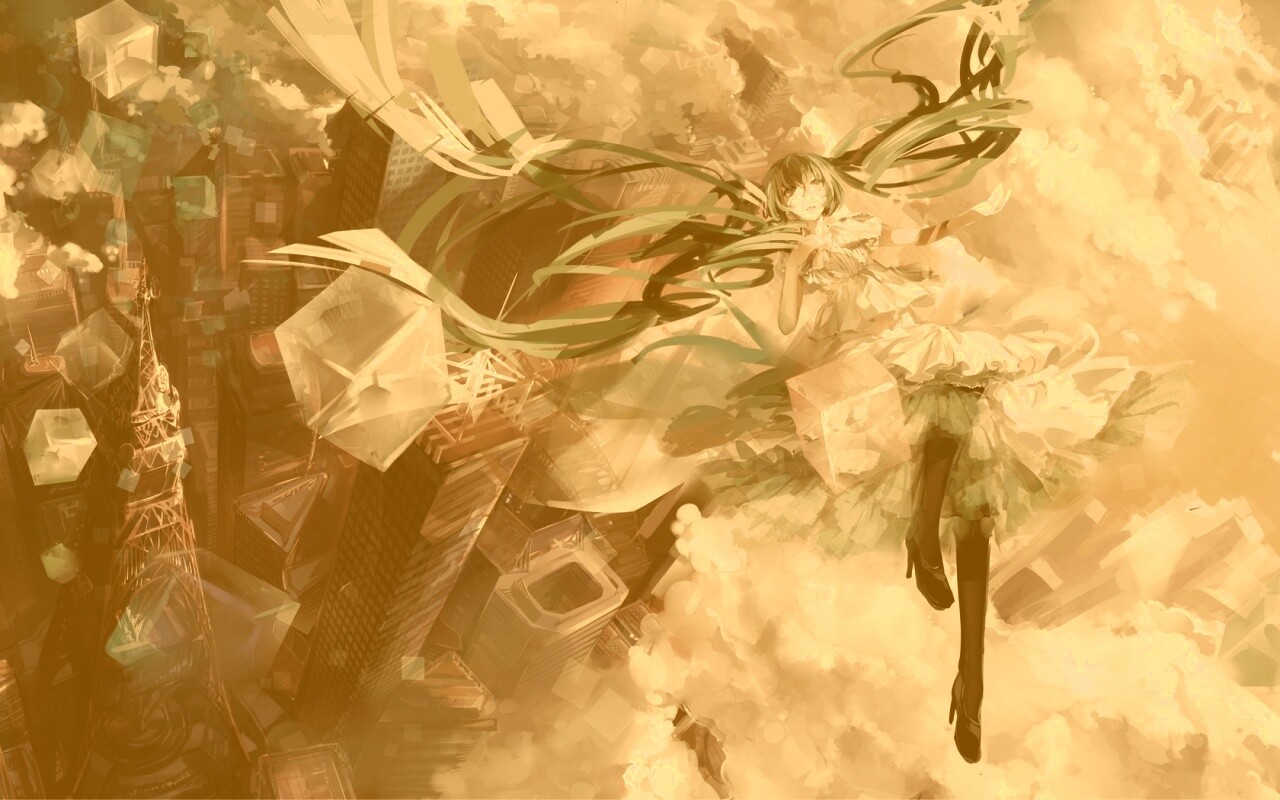 Hatsune Miku в небе обои