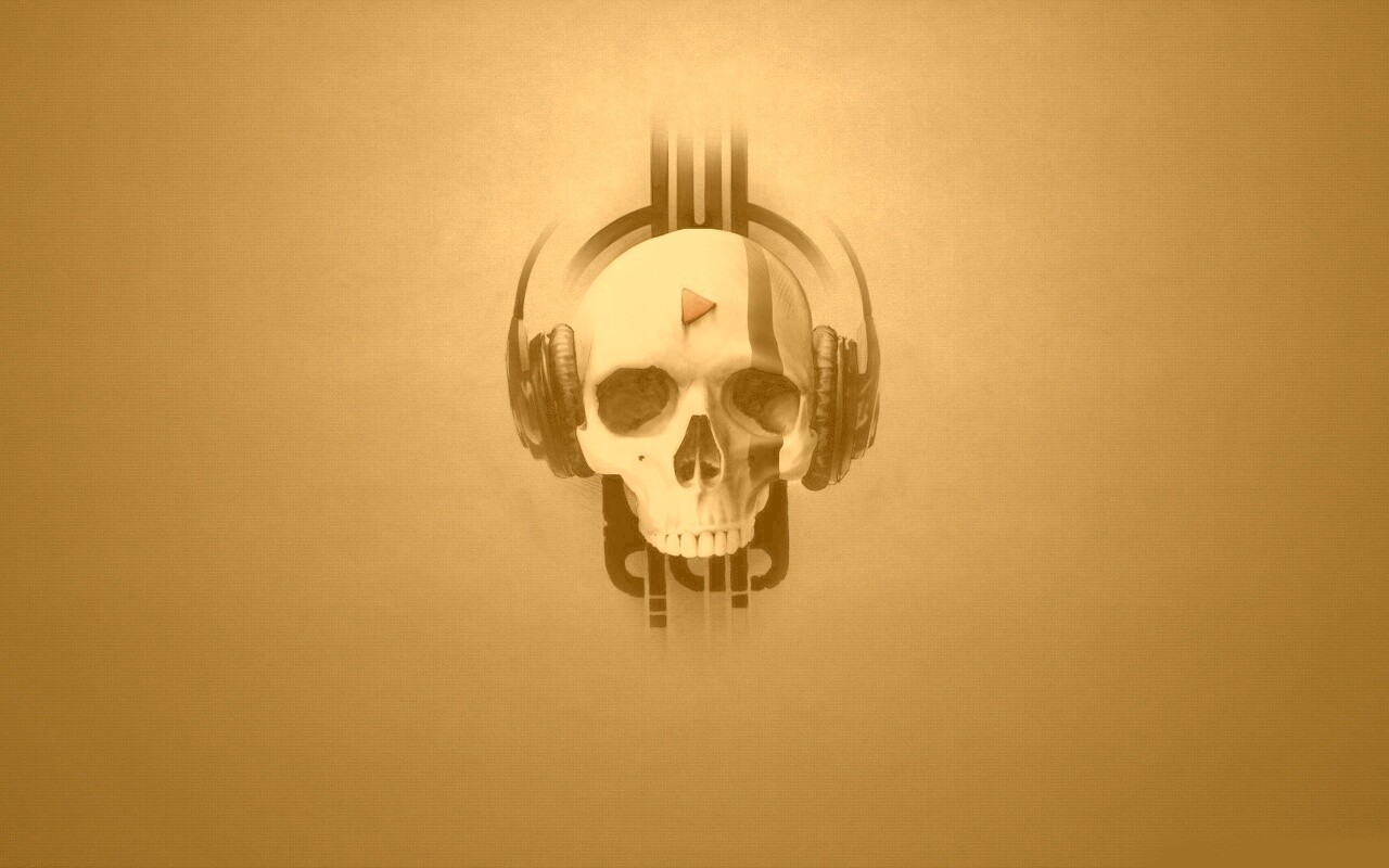 Череп в наушниках обои
