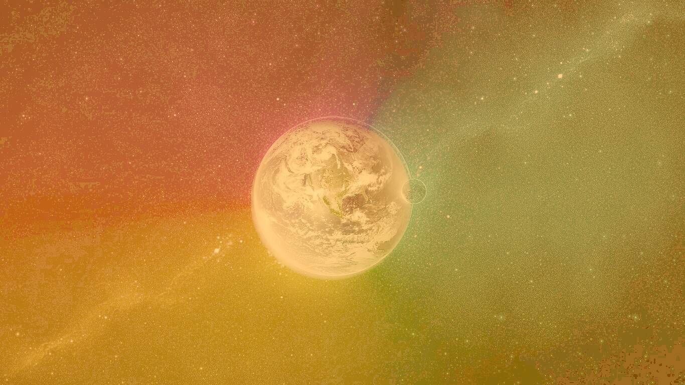 Земля в радужном ореоле обои